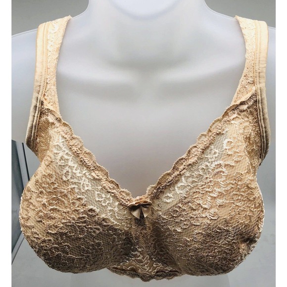 PLAYTEX 18 Hour Bra 38DDD Air Form Comfort NUDE beige Lace Wire-free B1 - Picture 6 of 8